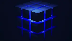 Blue Light Cube Structure Prints: Cube structures create a captivating geometric arrangement highlighted by blue light