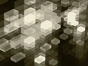 Digital Abstract Illustration Prints: Abstract Cubes Print - Fractal Geometry Background