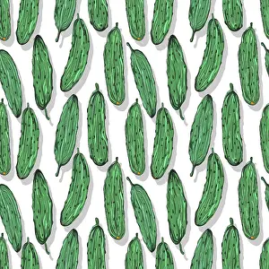 Healthy Meal Concept Prints: Cucumbers repeating pattern, editable vector template