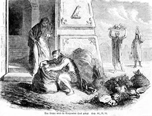 Print of a biblical scene with Benjamin's sack