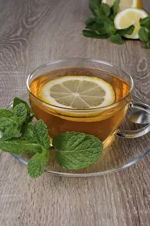 Lemon Tea Prints: Cup of tea with a slice of lemon and mint