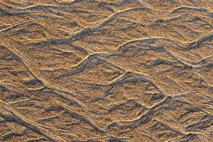 Sandy Beach Structures Prints: Current marks in the sand, wave pattern in the sand