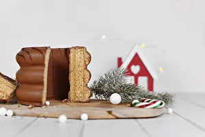 Chocolate Glazed Cake Prints: Cut open cake called Baumkuchen
