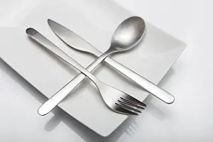Framed Print : Minimal Designed Cutlery Print on White Background Framed Print : Minimal Designed Cutlery Print on White Background