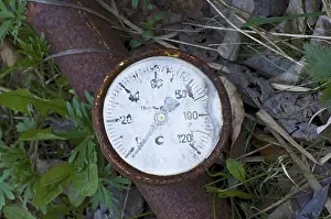 Environmental Pollution Image Prints: Damaged, rusty thermometer