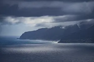 Portugal Coastline Prints: Damatic clouds over the sea, cliffs