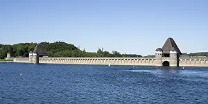 Hydroelectric Power Station Germany Prints: Dammed up Mohnesee in front of the dam wall