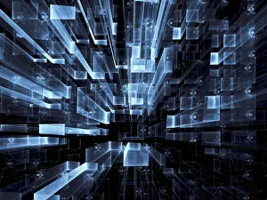 Virtual Reality Concept Image Prints: Dark blue technology background