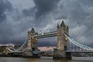 Framed Print : Dark Clouds Over Tower Bridge Print, London Framed Print : Dark Clouds Over Tower Bridge Print, London