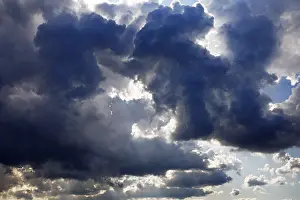 Cloud Blanket Overcast Sky Prints: Dark rain clouds shortly in front of thunderstorms