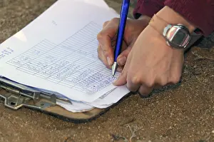 Scientific Research Station Prints: Data sheet being filled in with scientific data