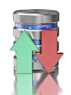 Data Storage Icon Prints: Database upload download concept