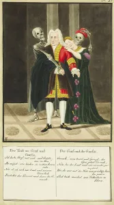 Historic Woodcut Art Prints: Death Comes to Count and Countess