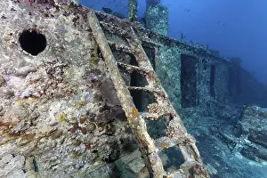 Red Sea Shipwreck Prints: Deck superstructure with stairs