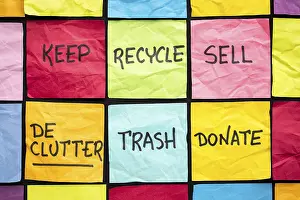 Environmental Protection Prints: Declutter concept (keep, recycle)