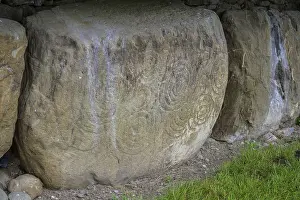 UNESCO World Heritage Site Ireland Prints: Decorated wall stone at the Knowth megalithic complex