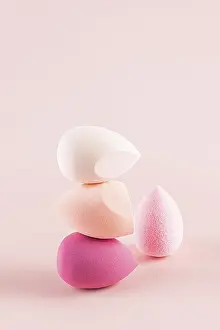 Hygienic Makeup Tools Prints: Delicately balanced stack of vibrant makeup sponges