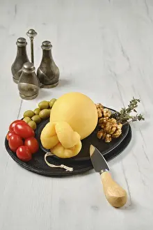 Italian Cheese Plate Prints: Delicious pulled scamorzza cheese on a plate