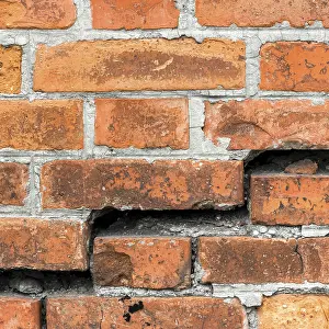 Brick Wall Texture Prints: Destroyed brick wall background or texture