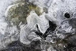 Close Up Ice Prints: Details, shapes and structures of ice