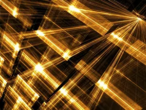 Abstract Technology Background Prints: Diagonal lights wall - abstract computer-generated image