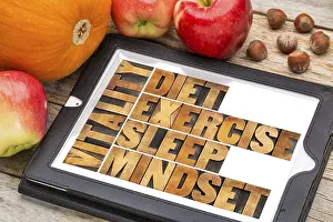 Vintage Letterpress Typography Prints: Diet, sleep, exercise