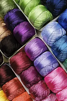 Prismatic Colors Prints: Different color threads on rows in the store