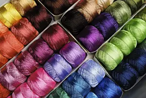 Prismatic Colors Prints: Different color threads on rows in the store