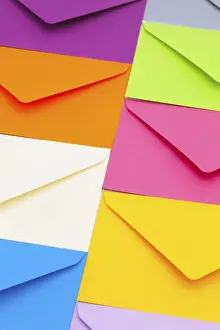 Post Office Supplies Prints: Different colored envelopes on the table
