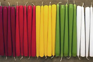 Colorful Candles Prints: Different colored stick candles next to each other