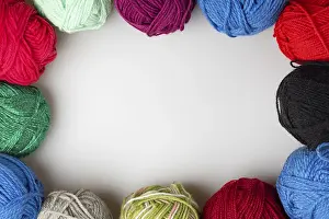 Bright Studio Lighting Setup Prints: Different coloured balls of wool