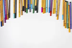 Studio Shot Backgrounds Prints: Different coloured fineliners above
