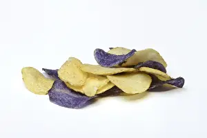 Light Coloured Background Prints: Different coloured potato chips