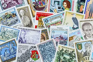 Austria Studio Photography Prints: Many different stamps lying next to each other