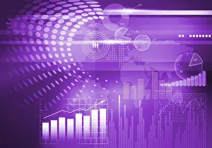 Digital Background Image Prints: Digital background image with graphs and diagrams