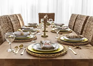 Elegant Table Setting Prints: Dining table with plates