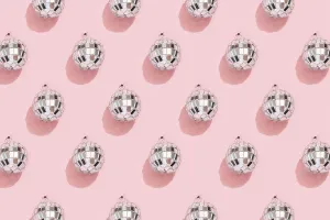 Pink Background Design Prints: Disco ball pattern on pink background