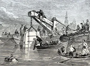 Thames Tunnel Construction Prints: Diving-Bell used at the construction of the Thames Tunnel