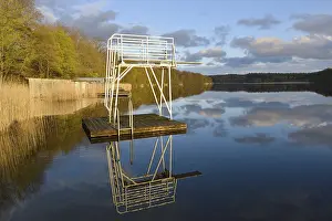 Deserted Water Sports Scene Prints: Diving platform. Reflection of a jump tower