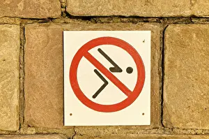 Deserted Swimming Pool Prints: No diving, sign