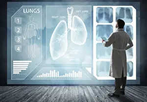 Medical Concept Image Prints: Doctor faces digital interface