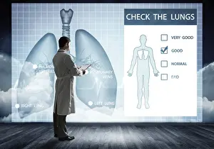 Healthcare Concept Image Prints: Doctor faces digital interface