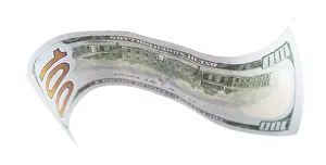 One Hundred Dollar Bill Prints: One hundred dollar bill falling or floating on empty background