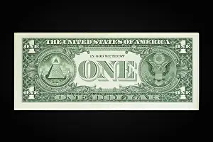US Dollar Note Prints: US one Dollar note reverse