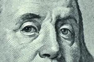 Prints of Detail one hundred dollars Benjamin Franklin closeup Benjamin Franklin Prints: Benjamin Franklin Closeup Print
