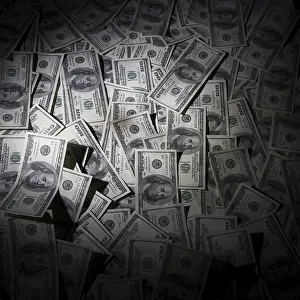 US Dollar Background Prints: One hundred dollars pile as background