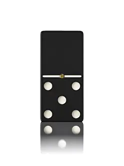 White Background Domino Piece Prints: Domino game bone close up isolated on white