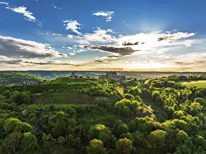 Historic British Fortification Prints: Dover Castle from a drone, White Cliffs