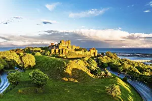 Historic British Fortification Prints: Dover Castle from a drone, White Cliffs