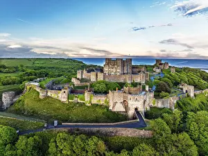 England Drone Image Gallery Prints: Dover Castle from a drone, White Cliffs